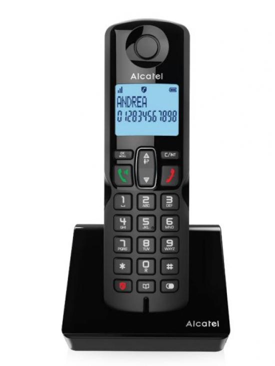 Teléfono inalámbrico Dect Alcatel S280, con manos libres y bloqueo de llamadas, negro